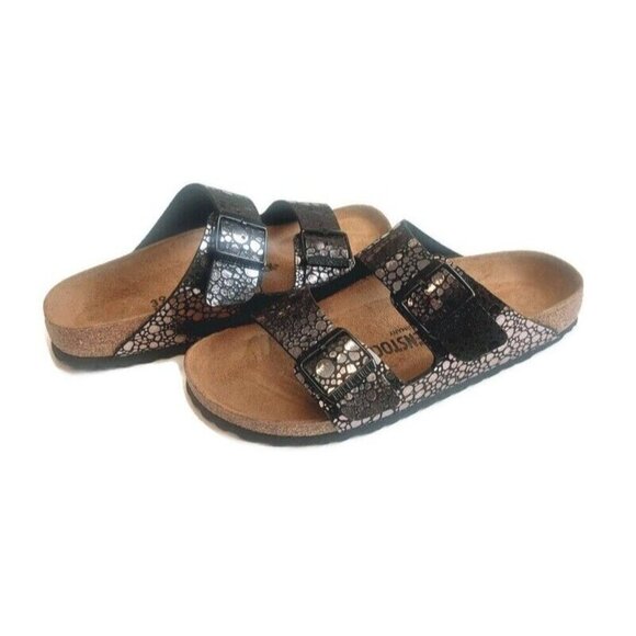 Birkenstock Arizona Sandals Womens Size 8 - 8.5 Black Metallic Stone Narrow EU39 - Picture 9 of 9